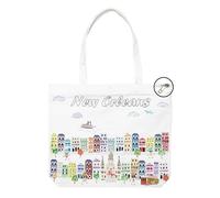 Beary Blu City Themed Artwork Tote Bag with Zipper Series- Designed in the USA, 17"x14", Souvenir & Gift, New Orleans, L