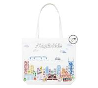 Beary Blu City Themed Artwork Tote Bag with Zipper Series- Designed in the USA, 17"x14", Souvenir & Gift, Nashville, L