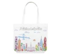 Beary Blu City Themed Artwork Tote Bag with Zipper Series- Designed in the USA, 17"x14", Souvenir & Gift (Philadelphia)