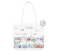 Beary Blu City Themed Artwork Tote Bag with Zipper Series- Designed in the USA, 17"x14", Souvenir & Gift, Paris, L