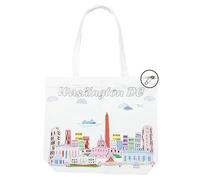 Beary Blu City Themed Artwork Tote Bag with Zipper Series- Designed in the USA, 17"x14", Souvenir & Gift, Washington DC, L