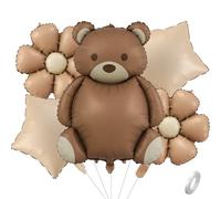 Beary First Birthday, Teddy Bear Balloons, Brown Balloon, HSC 5PCS Reusable Teddy Bear Foil Balloons in Brown Beige Caramel for Baby Shower Gender Reveal Birthday Party Decorations