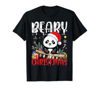 Beary Merry Christmas for Panda Bear Lovers Funny Xmas T-Shirt