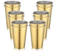 Beasea 12 Pack 13.5 oz Stainless Steel Cups, 400ml Gold Stainless Steel Tumbler Bulk Stackable Shatterproof Metal Pint Glasses Drinking Cup for Home Restaurant Party Camping Picnic