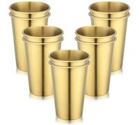 Beasea 17oz Stainless Steel Cups, 500ml Gold Water Tumblers Set of 10 Pack, Unbreakable Stackable Metal Pint Cups Drinking Glasses for Home Outdoor Party Picnic Travel Camping