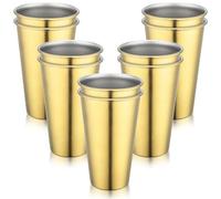 Beasea 20 oz Stainless Cups, 10 Pack 600ml Gold Stainless Steel Cups Set, Metal Water Tumblers Stackable Shatterproof Unbreakable Stainless Drinking Glasses for Home Outdoor Party Camping