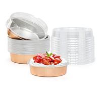Beasea 20 Pack Mini Pie Pans, 4 Inch Rose Gold Aluminum Foil Tins with Lids, Perfect for Baking, Made of Premium Quality Aluminum, Lightweight and Homemade Friendly