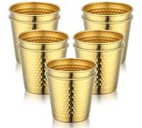 Beasea 6.8oz Mini Stainless Steel Cups, 10 Pack 200ml Small Metal Pint Cups, Gold Stackable Unbreakable Water Tumblers Drinking Glasses for Home Restaurant Party Camping Picnic