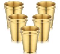 Beasea 8.8 oz Stainless Steel Cups, 260ml 10 Pack Gold Mini Stainless Pint Cups, Small Unbreakable Shatterproof Drinking Tumblers Glasses for Home Restaurant Office Bar Camping