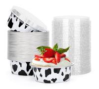 Beasea 8oz 50 Pack Disposable Ramekins with Lids, Aluminum Baking Cups for Creme Brulee, Muffin Cupcake, Mini Pudding, Party Wedding Birthday