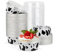 Beasea Aluminum Cups for Baking, 8oz 100 Pack Disposable Ramekins with Lids, Black White Aluminum Foil Cups Creme Brulee Muffin Cupcake Baking Cup Mini Pudding Cups for Party Wedding Birthday