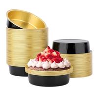 Beasea Aluminum Ramekins 100 Pack, 4" 7.3oz 215ml Disposable Baking Foil Cups Mini Ramekin No Lids Cupcake Aluminum Baking Cups for Party - Black Gold