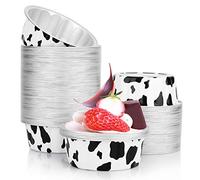 Beasea Disposable Ramekins for Baking, 8 oz 100 Pack 3.9" Aluminum Foil Cups Black White Bake Utility Ramekin Cup Cow Print Souffle Muffin Cupcake Baking Cup Mini Pudding Cups for Party Wedding