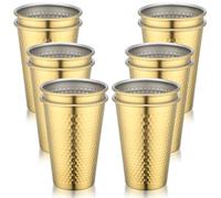 Beasea Gold Stainless Cup 17oz, 12 Pack 500ml Stackable Drinking Tumblers Set, Unbreakable Shatterproof Stainless Steel Cups Pint Glasses for Home Restaurant Party Camping