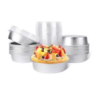 Beasea Mini Pie Tins with Lids, 20 Pack 4 Inch 8oz Disposable Creme Brulee Ramekins Silver Mini Small Aluminum Foil Pie Tart Cake Baking Pans Individual Round Containers Oven Safe for Baking