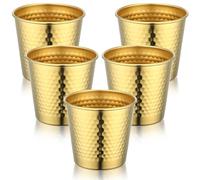 Beasea Mini Stainless Steel Cups 6.8 oz, 200ml 5 Pack Small Gold Tumbler Set, Stackable Pint Tin Cups Unbreakable Reusable Drinking Glasses for Home Restaurant Office School Camping