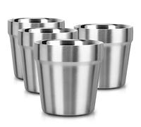 Beasea Mini Stainless Steel Cups, 6 oz Set of 4 Metal Drinking Cups, Stackable 304 Stainless Steel Cups Double Wall Small Metal Insulated Drinking Cups Glasses for Home Restaurant Party Camping