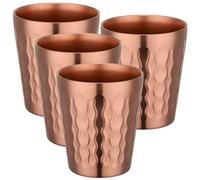 Beasea Stainless Steel Cup, 4 Pack 10 oz Double Wall Metal Stackable Insulated Cups Portable Drinking Tumblers Unbreakable Shatterproof Glasses for Home Office Restaurant Party Camping - Rose Gold