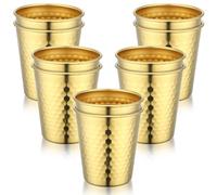 Beasea Stainless Steel Cups, 10 Pack 10 oz 300ml Gold Small Water Tumblers, Unbreakable Stackable Metal Drinking Pint Glasses Tin Cups for Home Restaurant Office Camping Party Bar