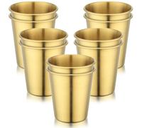 Beasea Stainless Steel Cups 10oz, 10 Pack 300ml Gold Metal Water Tumblers Small Unbreakable Stackable Shatterproof Stainless Drinking Glass Pint Cups for Home Camping Picnic Bar Party