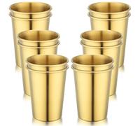 Beasea Stainless Steel Cups 13.5oz, 400ml Drinking Tumbler Set of 12 Pack, Stackable Unbreakable Stainless Pint Glasses Beer Cups for Home Restaurant Office Party Camping - Gold