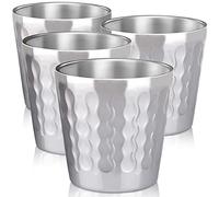 Beasea Stainless Steel Cups, 4 Pack 6oz Metal Drinking Stackable Double Wall Small Mini Air Insulated Portable Tumblers Unbreakable Shatterproof Glasses for Home Restaurant Party Camping