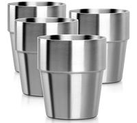 Beasea Stainless Steel Insulated Cup, 10 oz Stackable Stainless Steel Cups Set of 4, Small Metal Cup Double Wall Vacuum Insulated Drinking Cups Glasses for Home Restaurant Office Camping Party