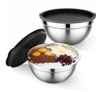 Beasea Stainless Steel Mixing Bowls with Lids, 2 Pack 2.5 QT Stackable Nesting Metal Mixing Bowls with Airtight Lids Set, for Baking, Prepping, Serving, Cooking, Kitchen Food Storage