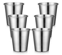 Beasea Stainless Steel Pint Cups, 10 Oz 6 Pack Stackable Shatterproof Unbreakable Tumblers Metal Glasses For Home Restaurant Travelling Drinking Outdoors Reusable Steel Cups