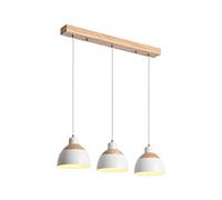 Beasiu-Eletro Retro Wood Hanging lamp 3-Flames Eatery lamp White Metal Pendant lamp Industry Height-Adjustable Hanging lamp for Dining Room Kitchen Cafe Counter Inside Office pendelling lamp, E27