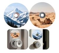 Beaspecal 1Pack Dead Bolt Cover Plate 2-5/8" Inch with Snow Mountain and Desert View Print ,Sliver Color Metal Door knob Hole Cover Plate ,Decorative Door Hole Filler