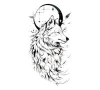 Beast And Wolf Waterproof Temporary Tattoo Sticker Lasts 1-2 Weeks Realistic Semi-permanent