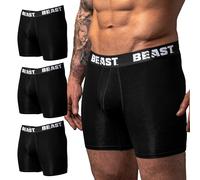 Beast - Bamboo Boxers Mens 3 Pack - Anti-Chafing Performance Boxer Shorts Multipack - Activewear Underwear Man - Gifts for Men - Black - Size Medium (29-31" Waist)