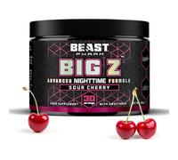 Beast Big Z Magnesium for Sleep Support with Superior Magnesium Bisglycinate & Gluconate Complex - 30x Supplement Drinks with Zinc - Sour Cherry, 90g Tub