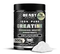 Beast Creatine Monohydrate Powder (500g) Full 5g Creatine per Scoop Easy Dissolve 100 Servings 100% Pure Micronised Powder for Strength and Muscles