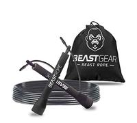 Beast Gear Skipping Rope - Steel Speed Jump Ropes for Adult Fitness - Lightweight, Adjustable Workout Equipment for Beginners & Pros - for Jumping, Boxing, Exercise & HIIT w/Bonus Screws & Caps