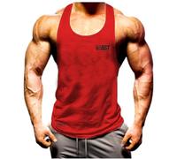 Beast Gorilla Vest Pocket Gym Clothing Bodybuilding Training Workout Exercise MMA Boxing Gift Tank Top (UK, Alpha, L, Regular, Regular, RED Black Print)