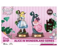 BEAST KINGDOM MINI D STAGE - DISNEY ALICE IN WONDERLAND ALICE AND CHESHIRE CAT CANDY COLOR SPECIAL EDITION SET