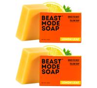 Beast Mode Soap for Men Lemon Leaf 2-Bar Pack - Natural Grass-Fed Tallow Bar Soap Fresh Scent Handcrafted Non-Toxic