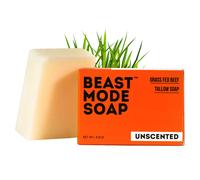 Beast Mode Soap for Men Unscented Single Bar - Minimal-Ingredient Grass-Fed Tallow + Water Bar Soap Sensitive-Skin Safe Handcrafted in USA