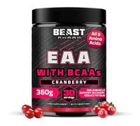 Beast Pharm 9 EAA Amino Acids with BCAA Powder 2:1:1 Ratio - Essential Amino Acids Powder - 360g - EAAs Recovery Drink - 30 Servings - Cranberry