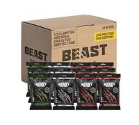 Beast Pharm | Biltong Beef Protein Snacks 12 Pack, 24g Protein per 40g Bag, Meat Keto Snacks Food Hamper | 4 Assorted Flavours