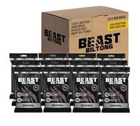 Beast Pharm Biltong Box - 12 Pack Beef High Protein Snacks, 24g Protein per 40g Bag of Biltong - Low Calorie, Keto Meat Snacks - Original Flavour