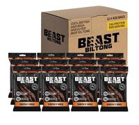 Beast Pharm Biltong Box - 12 Pack Beef High Protein Snacks, 24g Protein per 40g Bag of Biltong - Low Calorie, Keto Meat Snacks - Smoky BBQ Flavour
