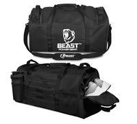 Beast Power Gear Gym Duffle Bag- Workout, Boxing, MMA, Sports Bag with Shoes Compartment and Adjustable Shoulder Strap for Men and Women, Black, L, Duffle