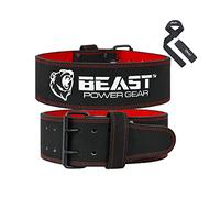 Beast Power Gear Weight Lifting Belt for Women & Men - Leather Power Belt with Back and Core Support for Weightlifting, Powerlifting, Strength Training, Squat and Deadlift Free Strap