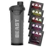 Beast | Protein Shaker Bottle + EAA Amino Acid Powder Samples | 5 Sachets + 1000ml Shaker Gym Gift Set