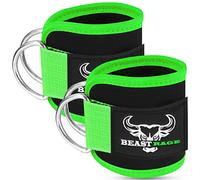 BEAST RAGE Ankle Straps Cable Machine Attachments 2 Pieces Leg Workouts Kickbacks Glutes Gym Cuffs Padded Support Adjustable D-Ring Pulley Loads Fitness Men Women Exercise (PARROT)