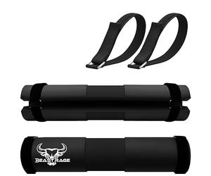 BEAST RAGE Barbell Squat Pad, Heavy Duty Thick Foam Padding for Neck, Shoulder and Back Support, Cushioned Foam Pad for Weighted Bar, Gym Fitness work out, Weightliing Squats (BLACK)