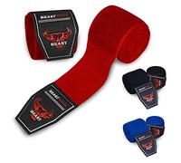BEAST RAGE Boxing Hand Wraps 2.5/4.5 Meter Martial Arts Bandages Inner Gloves Wrist Support Straps Punching Under Hand Knuckles Heavy Elasticated Training Bag Mitts Muay Thai (Red, 2.5 M)